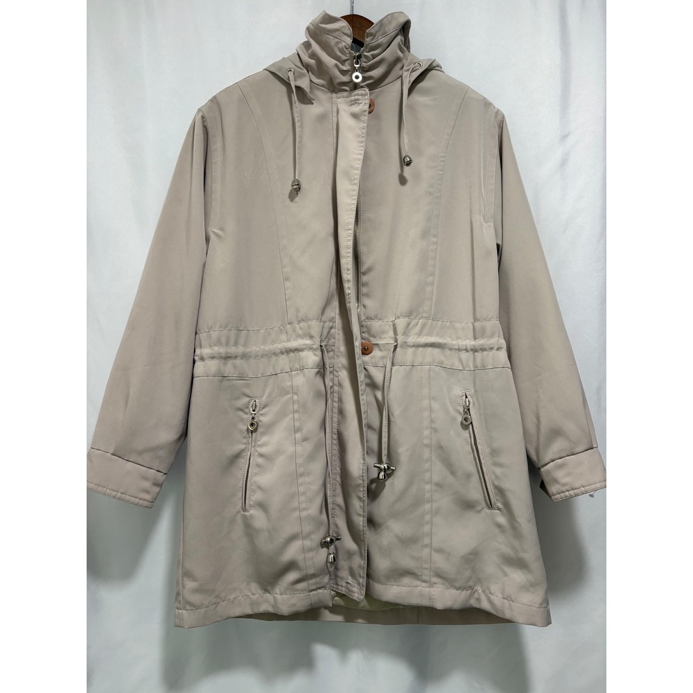 Vintage Carlo Briani Beige Hooded Trench Coat Jacket Women's‎ Size M